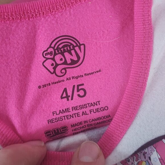 American Marketing My Little Pony Girls Flannel Pink White Poly 2pc Pajama 4/5 - Picture 6 of 16